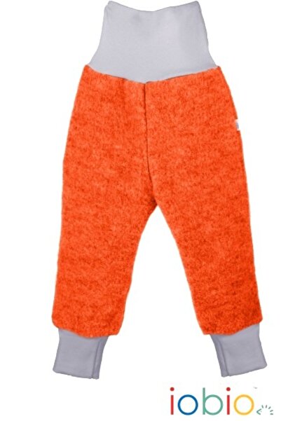 Iobio Popolini Orange 74/80 - Organic merino wool trousers - tumble/boiled wo...