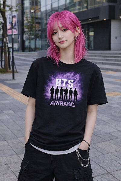 MECH BUTİK Μπλουζάκι Bts με στάμπα, unisex, κοντομάνικο, βαμβακερό