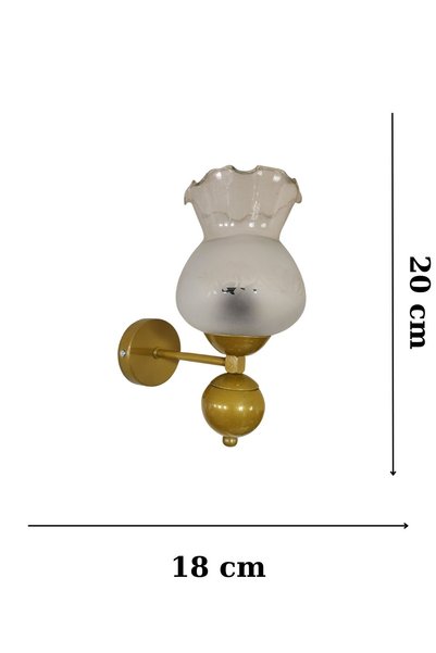 Ömür Avize Sultan Glass Single Ball Antique Gold Case Wall Sconce