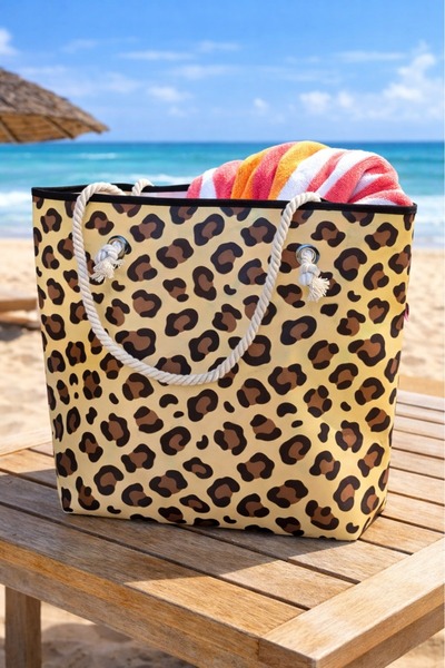 homyjr's Geantă de plajă și picnic supradimensionată cu model leopard de la H...