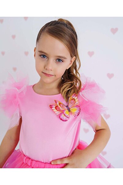 fustite cu luminite Bluză fluture, Roz bombon, Tafta - 3-4 ani (98-104 cm)