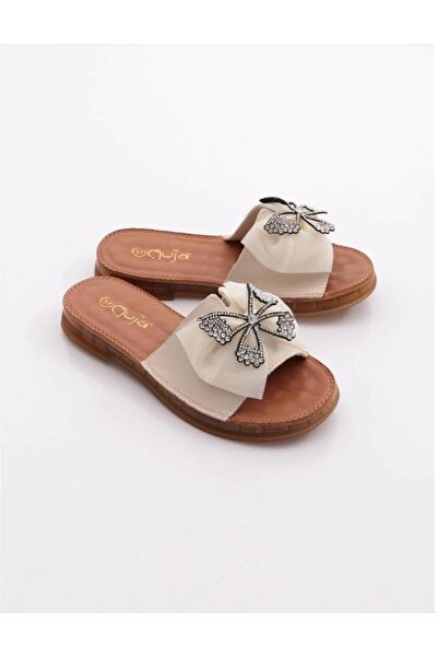 Guja 26Y460-11 Women's Stoned Flexible Sole Leather Slippers