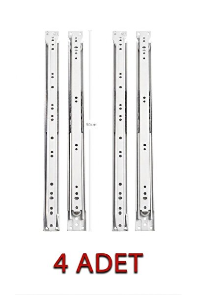 SAMET 50 cm Beyaz Çekmece Rayı Seti (4 takım)