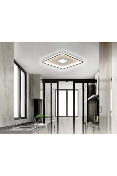 Atakan Avize Plafonyer Led Avize 60*60 cm,Siyah renk, 3000K günışığı, Sıva üstü
