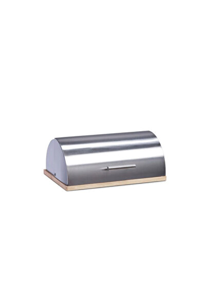 zeller Bread Box, Stainless Steel/Bamboo, 39x28x16 cm, Silver/Brown