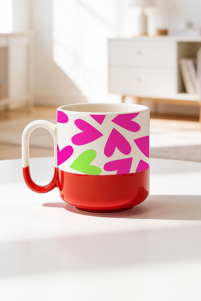 BB TRADE Pink Heart Design Ceramic Printed Pro Mug 330ml