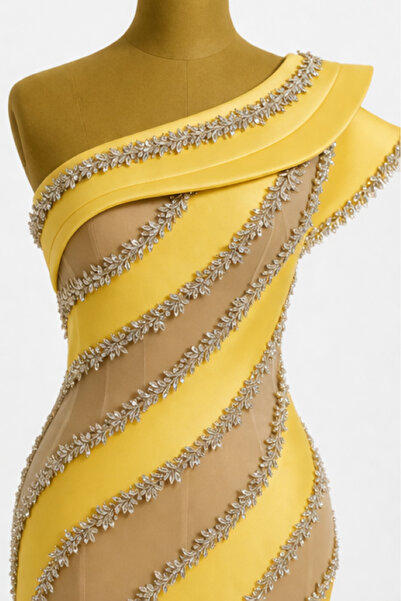 STARLİFE KADIN ABİYE TRANSPARAN DETAYLI BALIK KESİM ŞIK DAVET ELBİSESİ