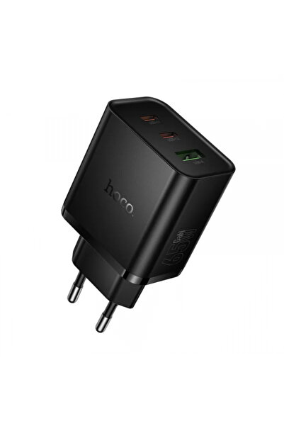 Hoco Incarcator Retea N75, 65W, 3A, 1 x USB-A - 2 x USB-C, Negru