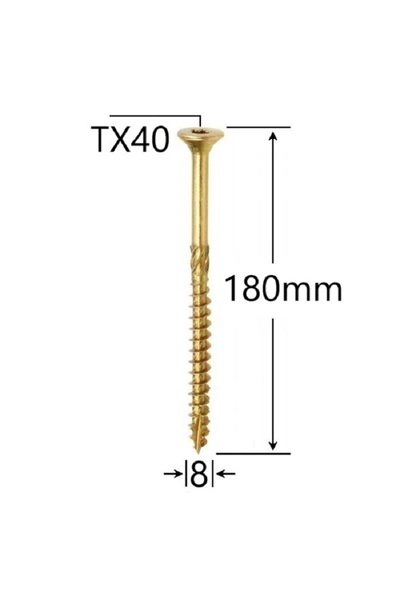 Mag-Krak Carpentry Screw Countersunk Head 8x180 mm Torx TX40 - 50pcs/box