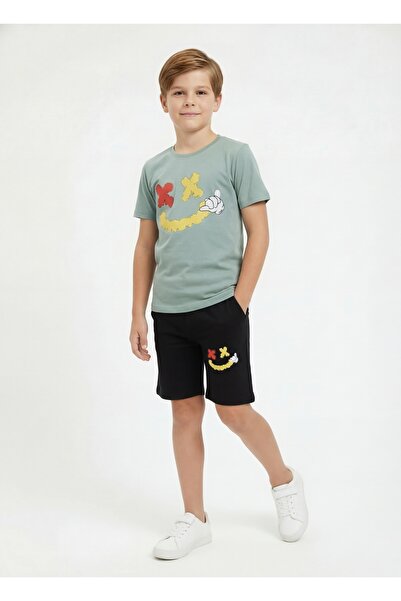 panios kids Καλοκαιρινό σετ για αγόρια με μπλουζάκι με στρογγυλή λαιμόκοψη κα...