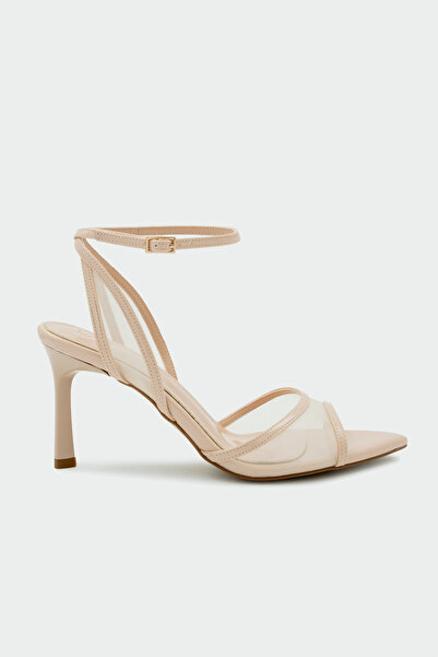 LAMİNTA حذاء ترياسا نسائي بكعب عالٍ من الجلد اللامع بتفاصيل شفافة