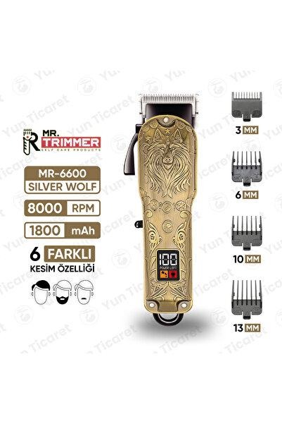 MR.TRİMMER Şarj Göstergeli 6 Kademeli 8000 RPM 1800 mAh Saç Sakal Tıraş Makin...