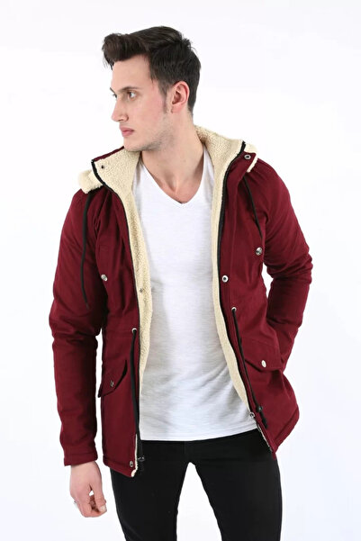 MORADO SE SIENTE PERFECTO Thick Men's Casual Cabardine Coat with Fur Inside a...