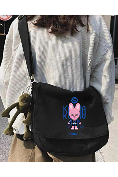 Toum Kpop Series Stray Kids Printed Unisex Black Messenger Bag