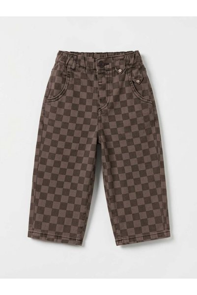 connemara Children's Square Patterned Jean Trousers Elastic Waist Comfortable Fit Daily Use