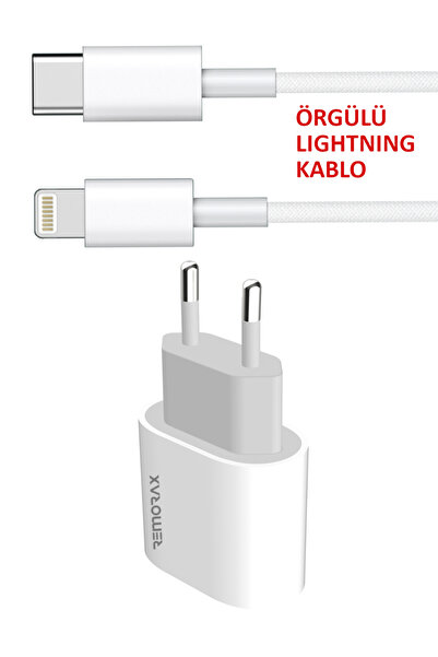REMORAX iPhone Tüm Seriler Pd 20w Hızlı Şarj Aleti ve ÖRGÜLÜ Kablosu Seti, 8 ...