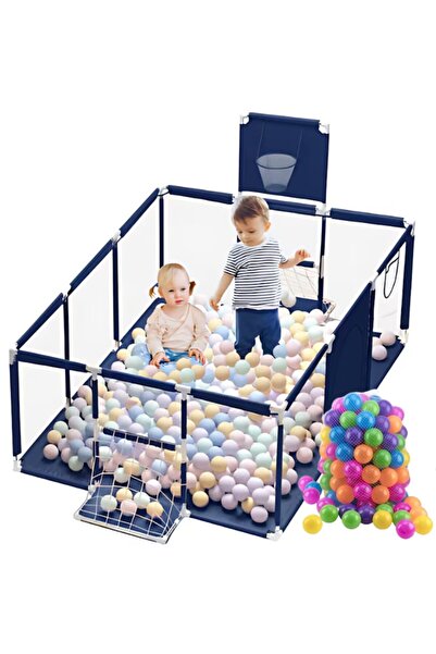 iTin Tarc copii, 180×120 cm, 100 bile incluse, plasă protecție, cos pentru mi...