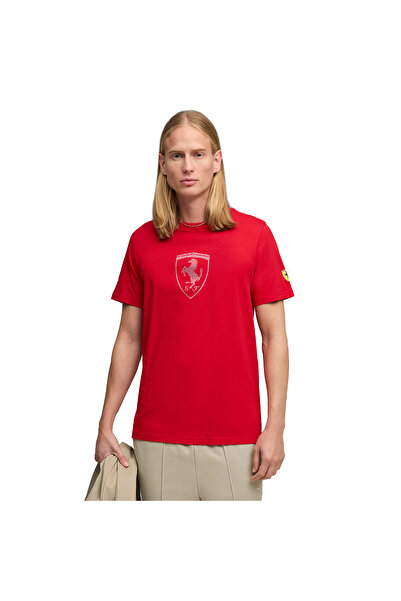 Puma تي شيرت فيراري تونال شيلد للرجال باللون الأحمر بتصميم كاجوال 63531102