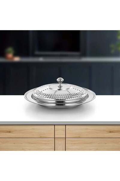 Almarjan Tray with Cover 35 cm Silver