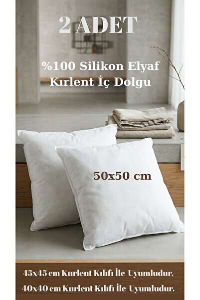 Drawa Home 2 Adet %100 Silikon Elyaf 50x50 cm Kare Kırlent İç Yastık Kırlent ...