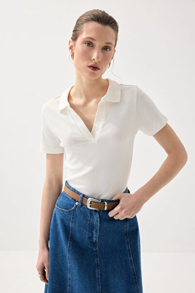 Gusto Polo Collar Camisole Tshirt - White