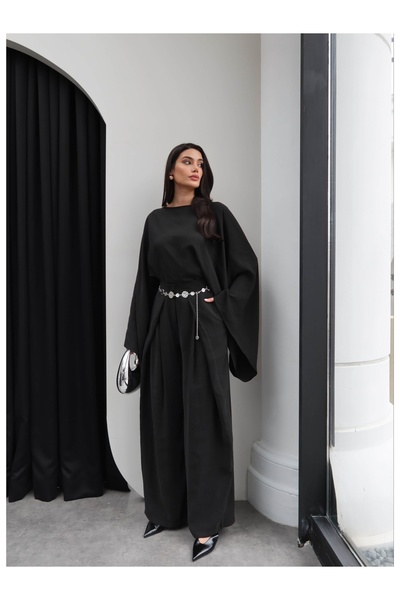 ESRAHELVACI Wide Sleeve Blouse Pleated Pants Set