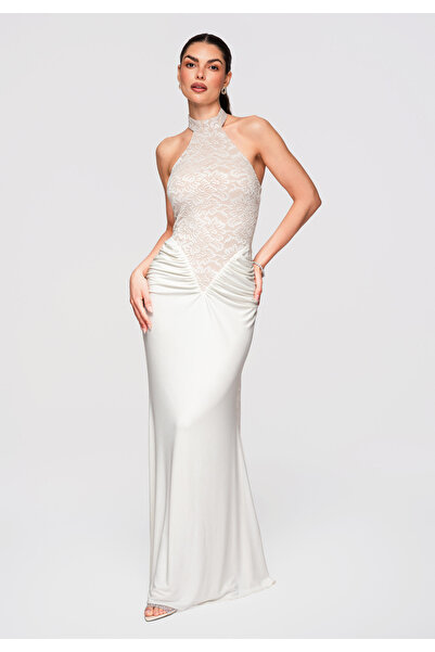 Larica OMBRE Femei Rochie de Seară Elegantă LA-OM-DLR295 Ecru