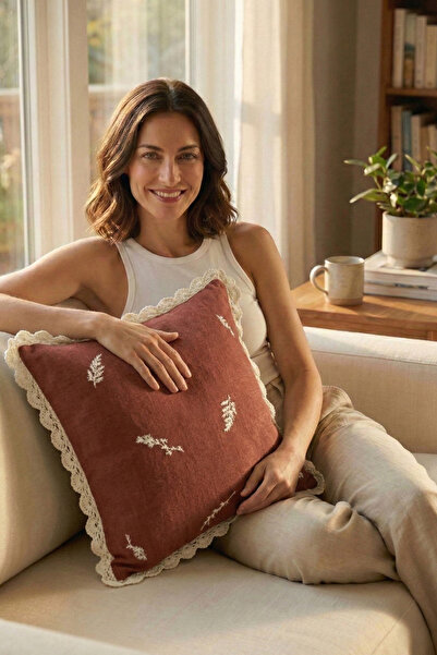 JOJOMIA غطاء وسادة مزخرف بتطريز فريا مقاس 45x45