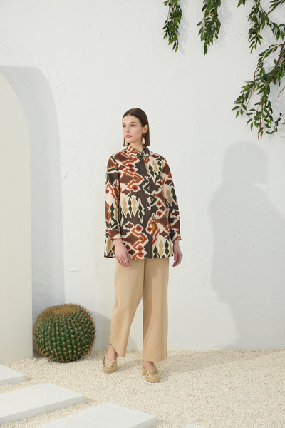 Aker Orange Patterned Linen Shirt