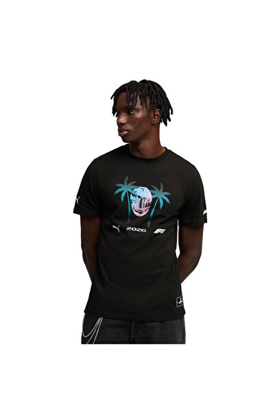 Puma Ανδρικό μαύρο μπλουζάκι F1 Miami σε casual στυλ 63454001