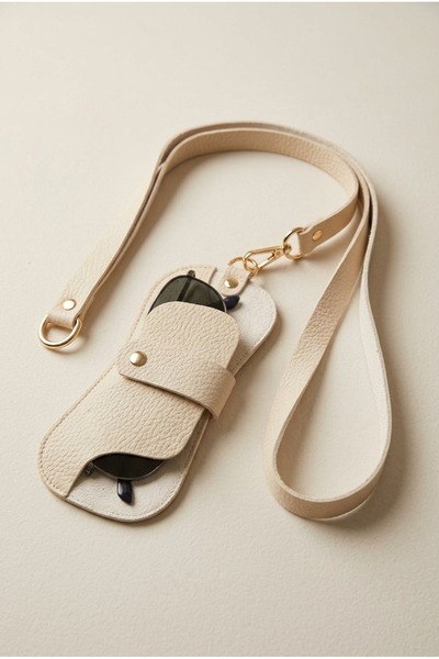 MRS.MODA Unisex Genuine Leather Eyeglass Case with Strap, Stylish and Protect...