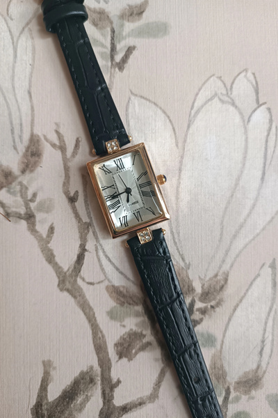 MİLABELLA Lavinya Premium Su Geçirmez Siyah Kroko Deri Kordonlu Gold Taşlı Ka...