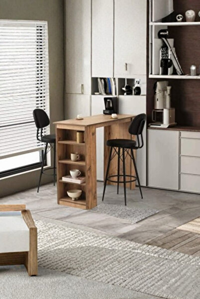 Savita Home Ahşap Bar Masası Diva Siyah Bar Sandalyeli Modern Mutfak Balkon B...