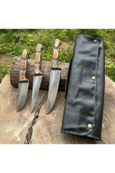 kösemehmet 3’lü Kurban - Kasap Bıçağı Seti - Verzalit Sap - N690 Çelik Profes...