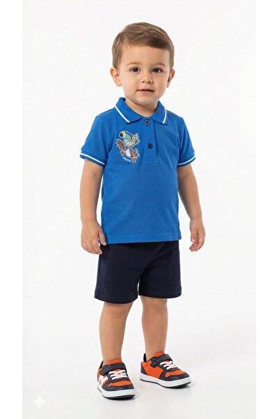 Chicsy Baby Baby Boy Polo Collar Style Printed Shorts Set Summer 2-Piece Set