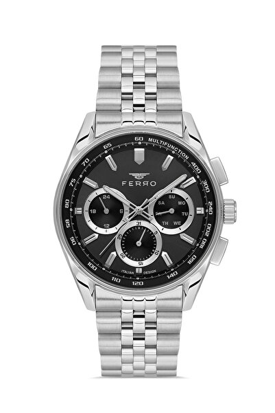 FERRO Silver Steel Cord Men's Wristwatch Fm11749A-A2 Functions Active 3 Atm W...