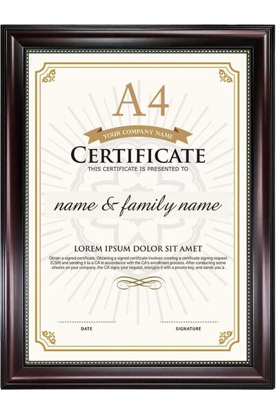 Decorhills A4 Certificate Frame, Real Glass, Wall Mounted & Tabletop Display,...