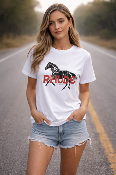 dont quıt تي شيرت نسائي أبيض 100% قطن من RHUDE