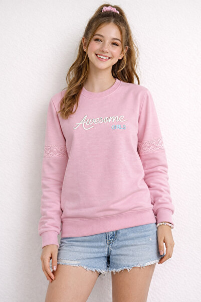 Bi Cool 25303-26 Κοριτσίστικο φούτερ με δαντέλα στα μανίκια, άνετη εφαρμογή γ...