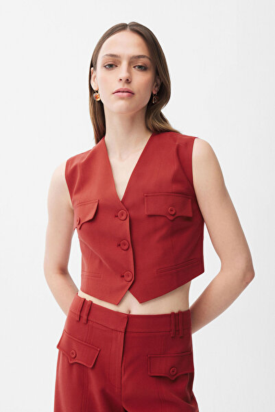 adL V Yaka Cep Detaylı Yelek