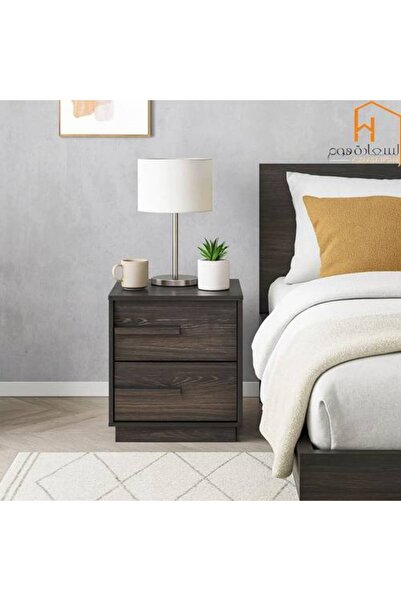Al Saadah Home Wooden Bedside Table - Burnt Brown Color