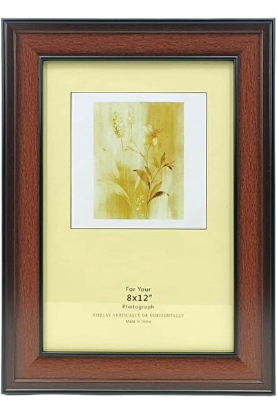 Decorhills إطار صور زجاجي مستطيل الشكل مع إطار خشبي