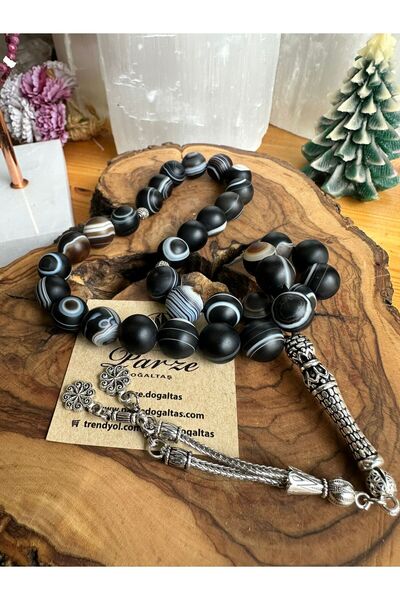 parze doğaltaş سبحة من حجر العقيق السليماني الطبيعي 12 ملم