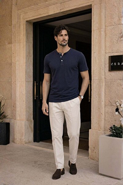 Valiberta Edgar Regular Fit 3 Button Placket Suprem Fabric Men's T-Shirt - Na...