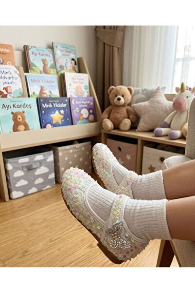 KANTEX Kız çocuk babet cırtcırtlı fiyonk detaylı kaydrımaz hafif taban düğün ...