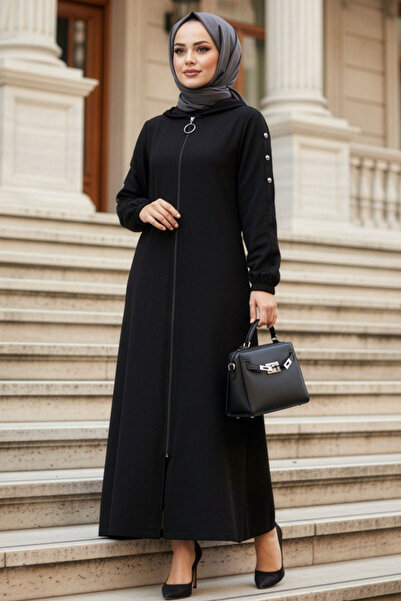 N.S NEVA STYLE Șapcă neagră cu fermoar pentru hijab 53931S