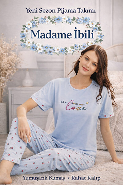 Pijamoni 💙 Madame İbili Milan Kumaş Kadın Pijama Takımı