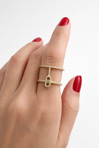 TAKIŞTIR Gold Color Stone Adjustable Ring