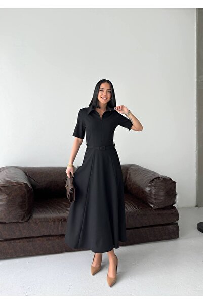 ZF BUTİK Midi haljina sa remenom i detaljnim zatvaračem