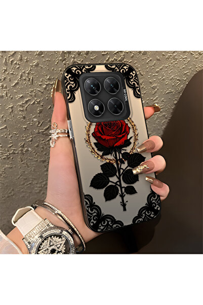 Hontinga Poco X7 Compatible Silicone Edge Hard Back Anti-Fall Phone Case Rose...
